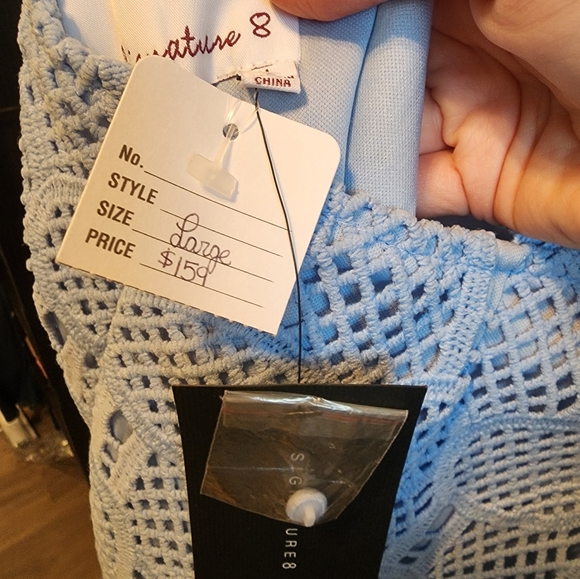 Baby blue open back dress Sz L - Picture 4 of 4